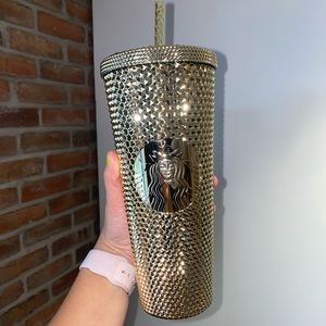 NWT Starbucks 24oz Studded Gold Tumbler Cup Holiday 2022